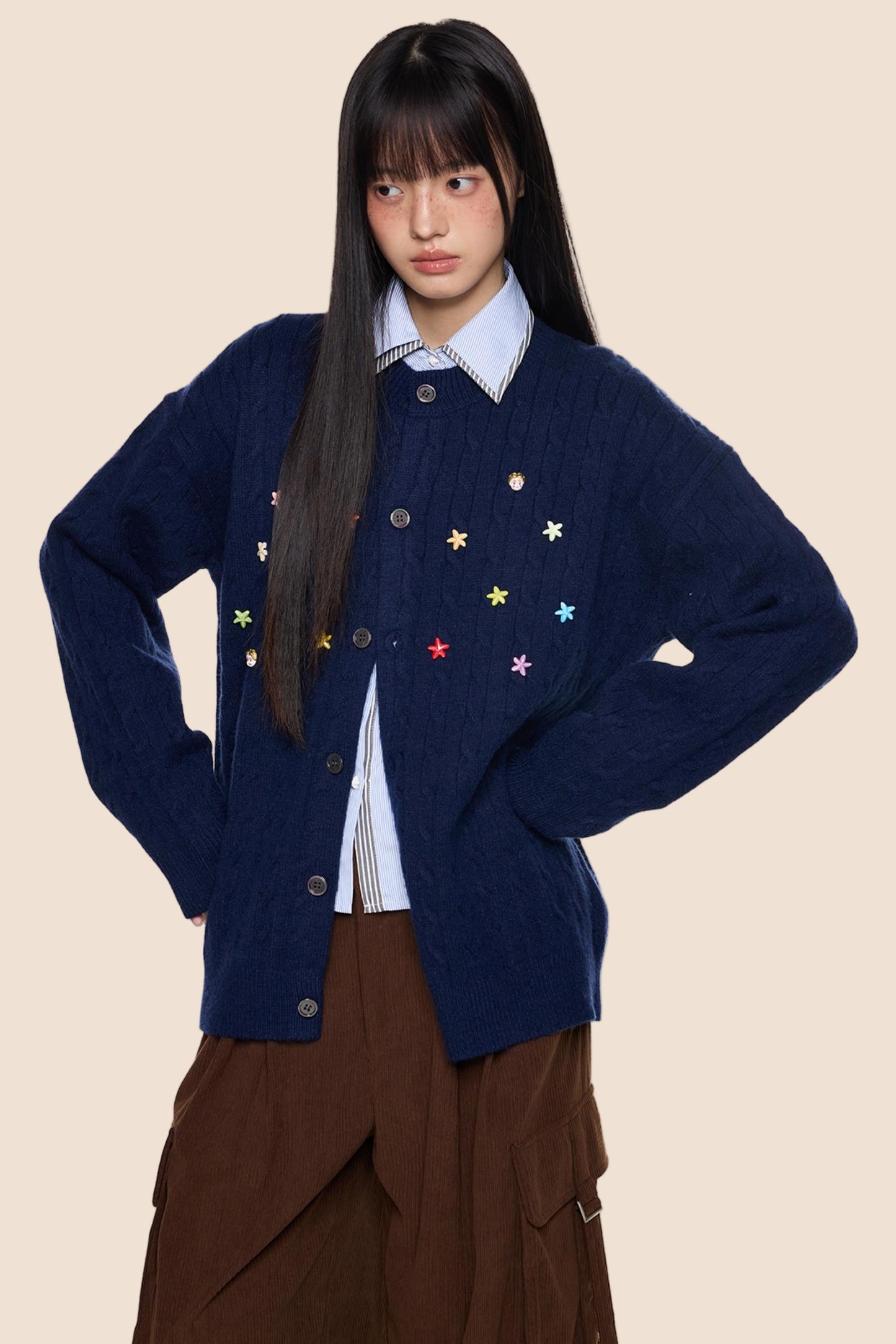 Studded Beaded Knit Cardigan