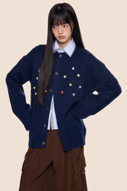 Studded Beaded Knit Cardigan