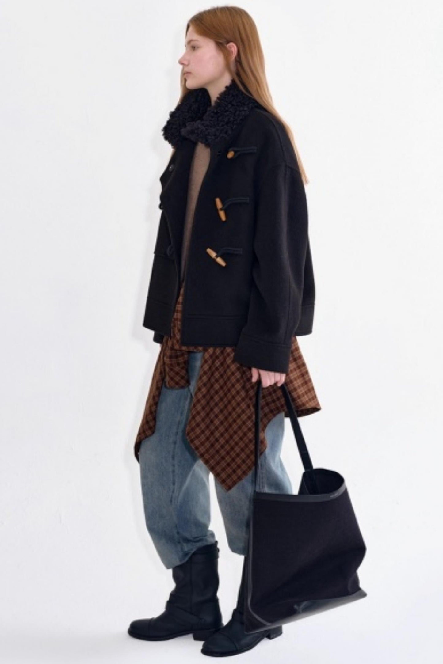 Wool Blend Fur Collar Coat