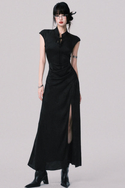 Chic Black Jacquard Dress