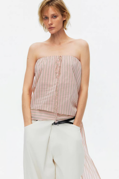 Lightweight Striped Tie-Front Top