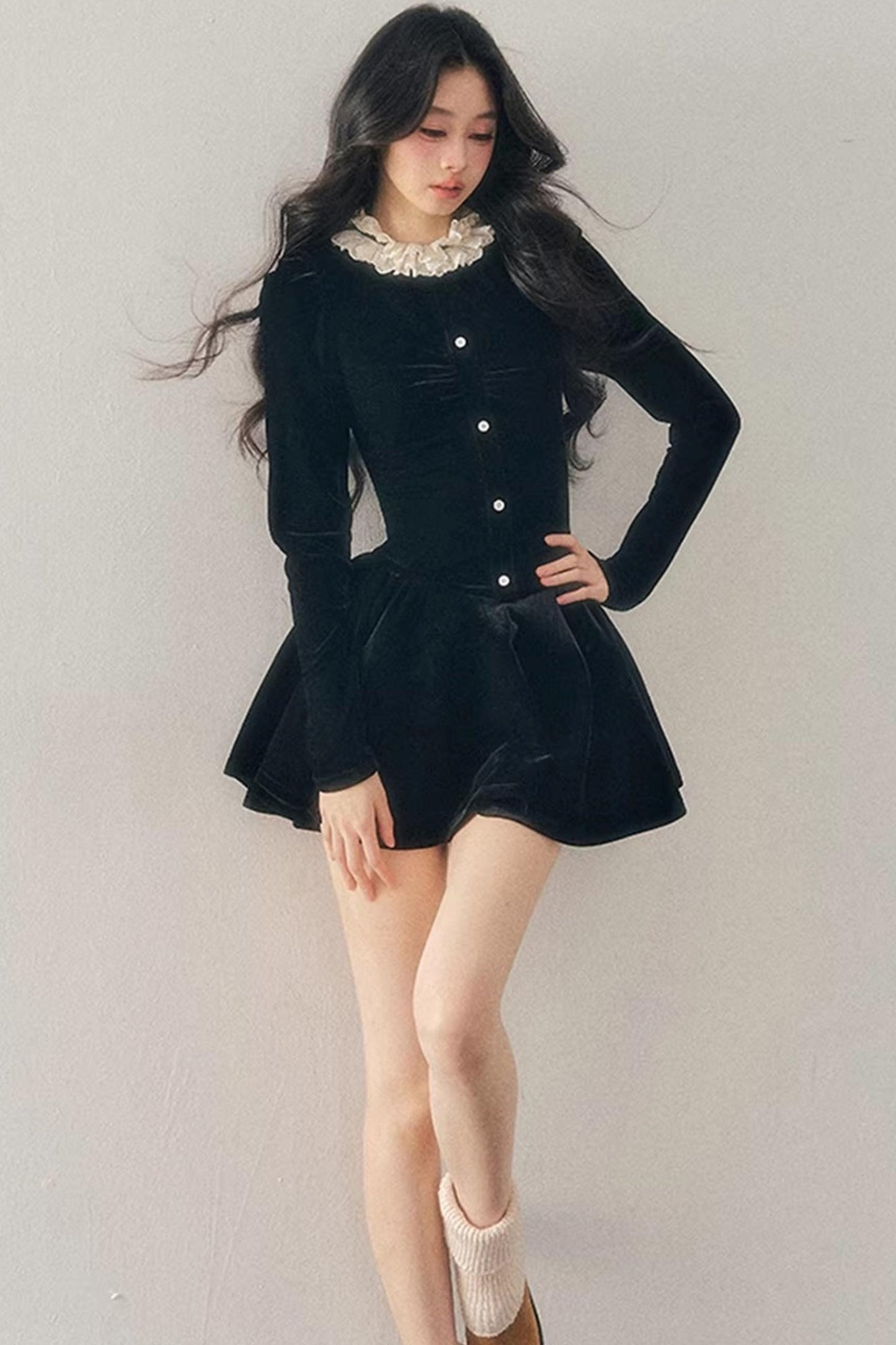 Ruffled Lace Winter Dress