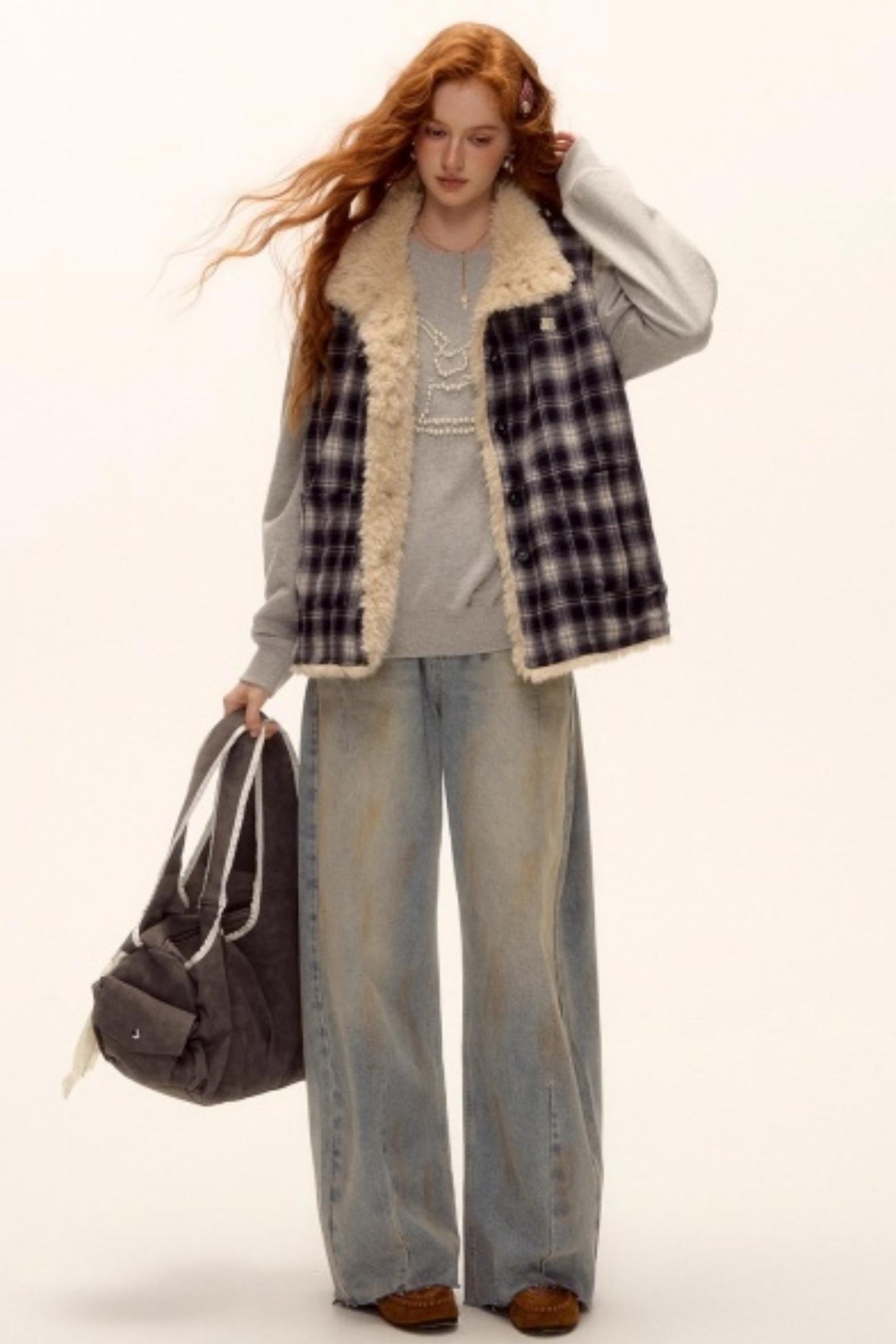 Blue Check Reversible Plaid Vest