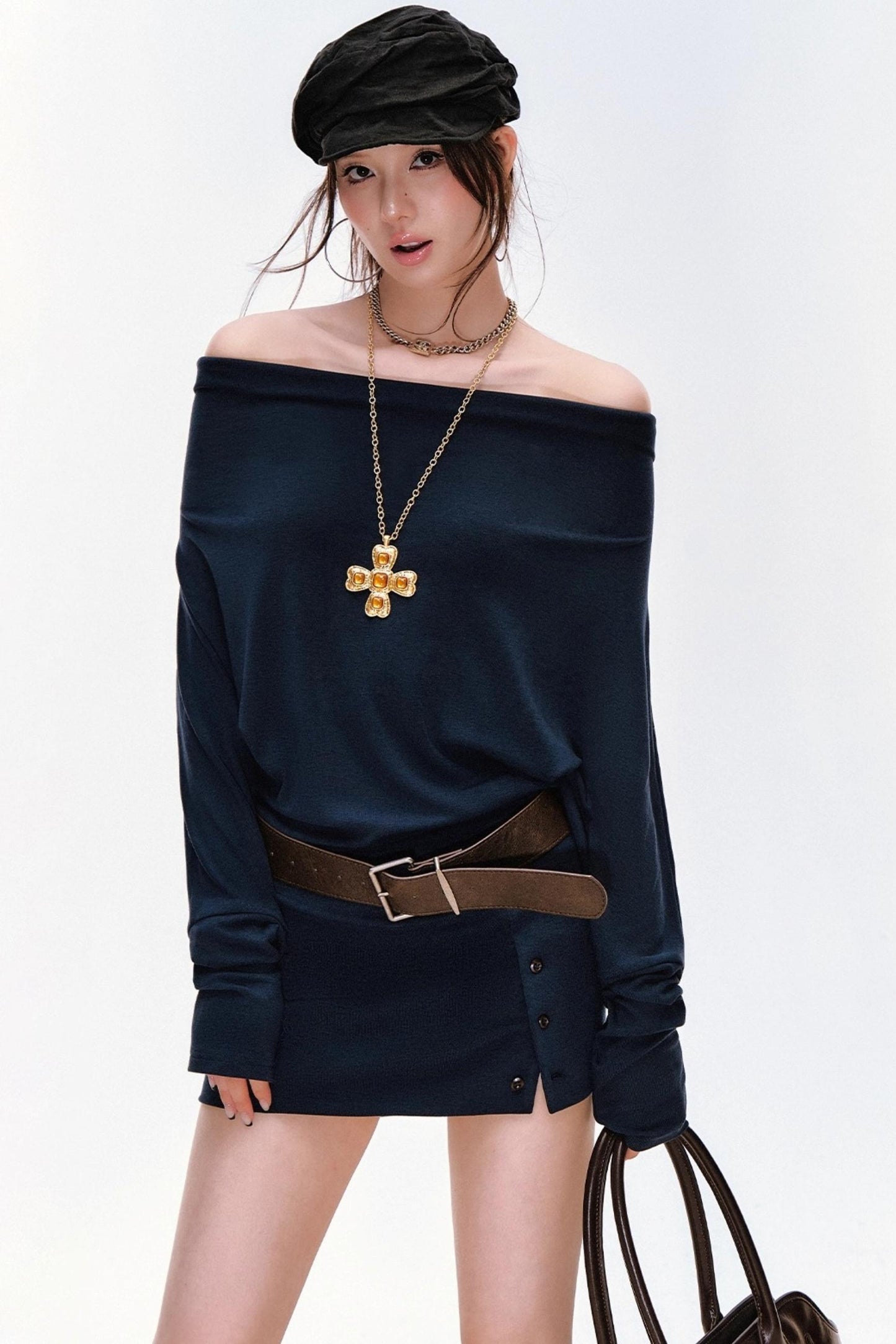 Knitted One-Shoulder Hip Dress