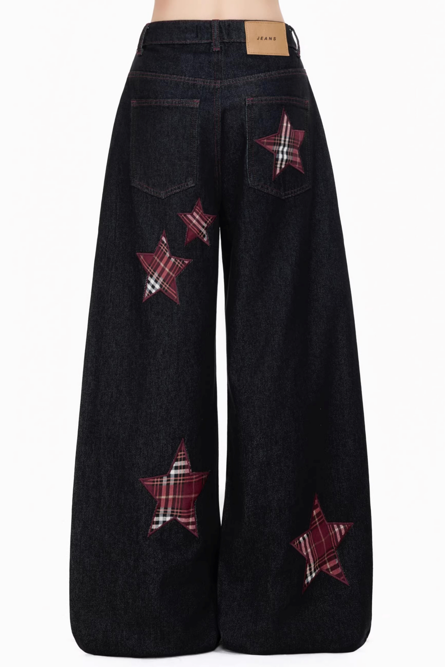 레트로 자수 체크 바지