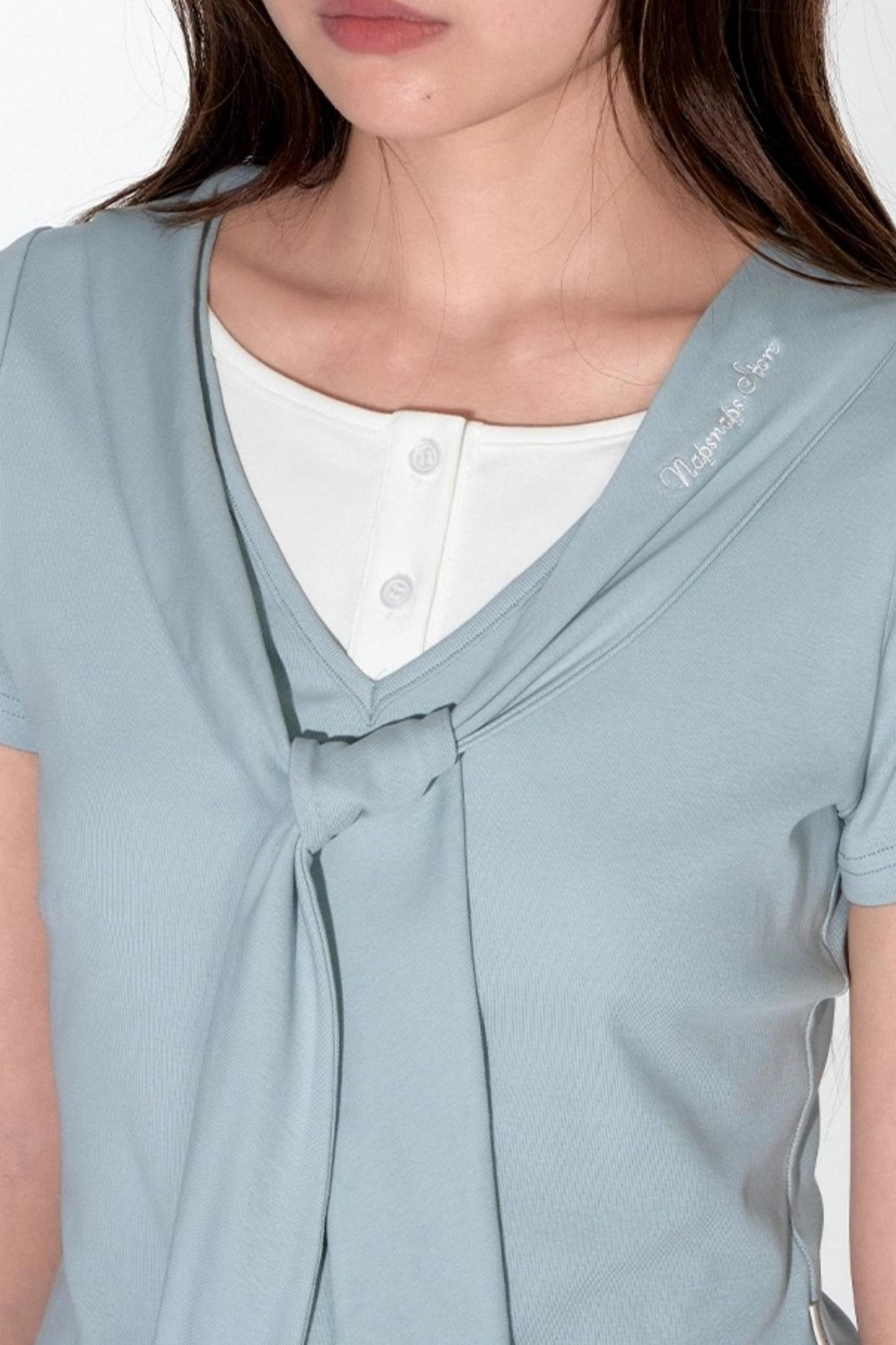 Original Detachable Navy Neck Slim Top