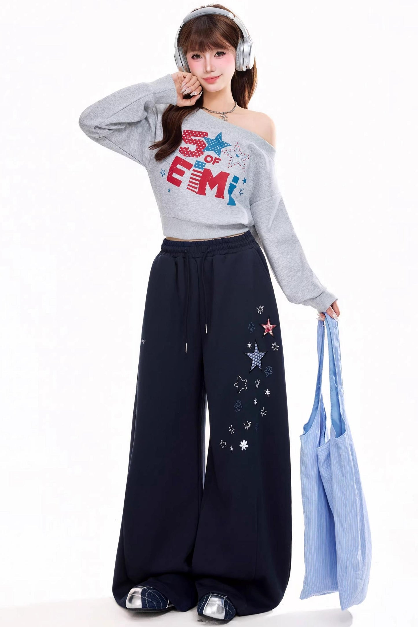 Retro Off-Shoulder Sweatshirt