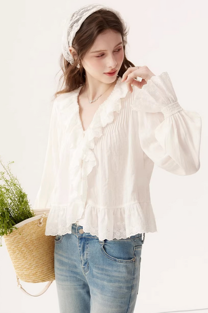 Linen V-Neck Blouse