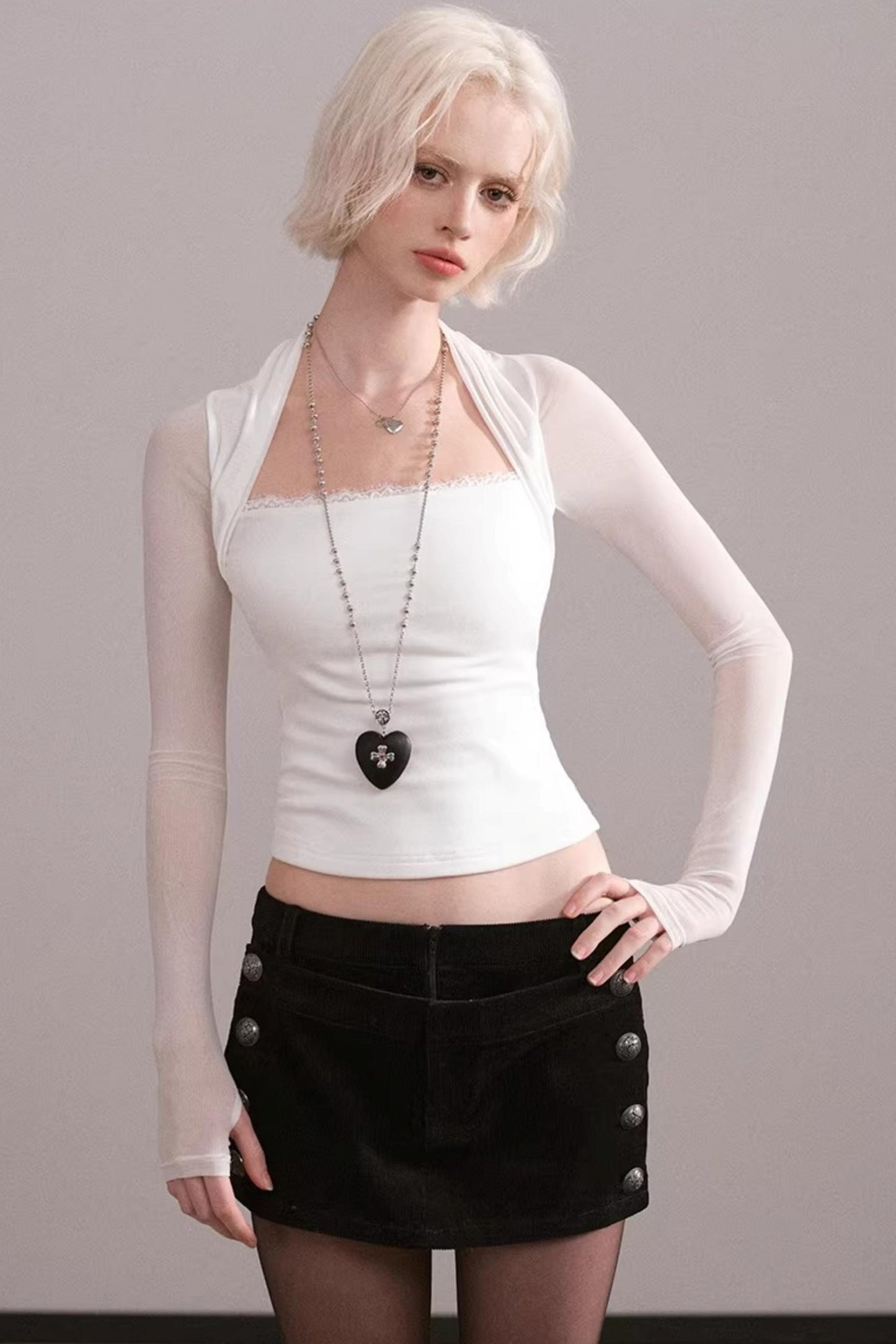 Lace Mesh Waist-Cinching Vest