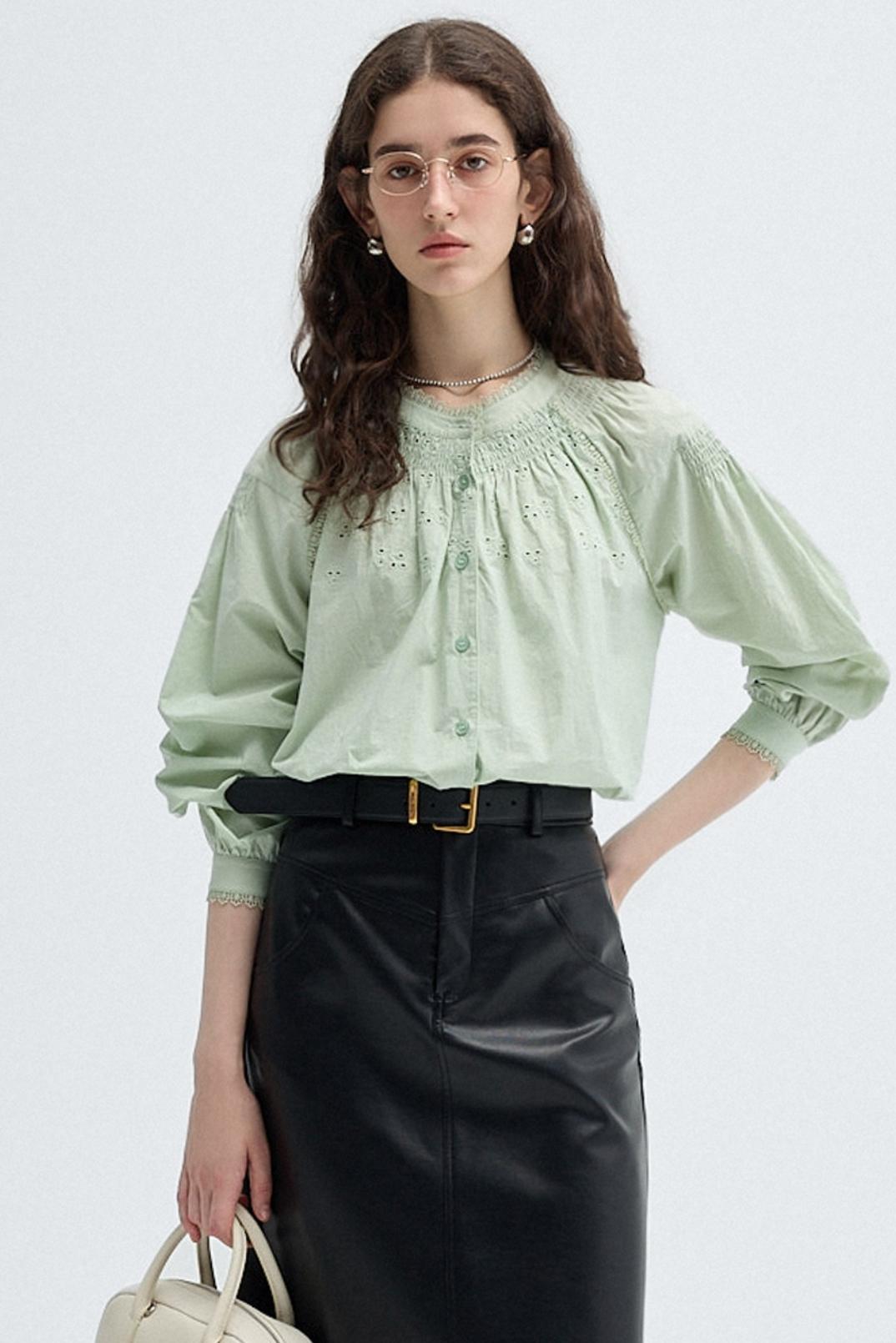 French Embroidered Cut-Out Lace Top