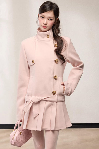 Stand-Up Collar Woolen Coat