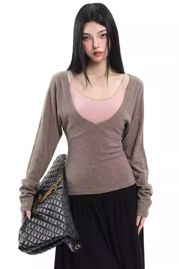 White Knitted Layering Vest Set-Up