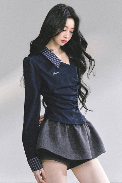 Slimming Blue Plaid Shirt