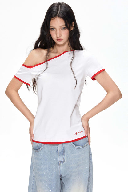 Summer Color-Block Strapless T-Shirt