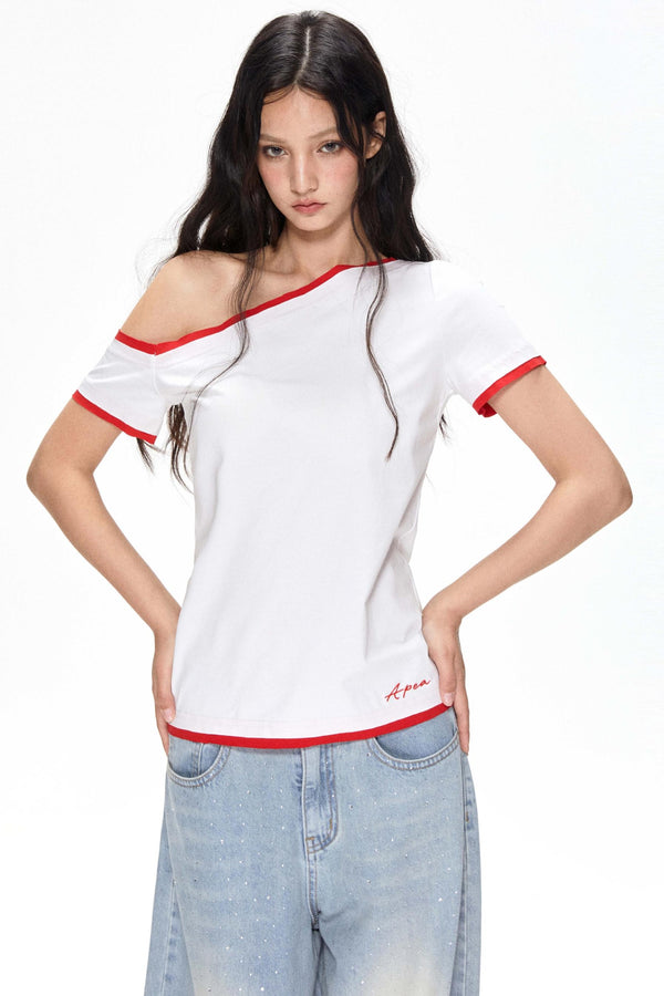 Summer Color-Block Strapless T-Shirt