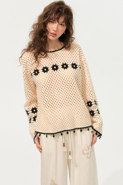 Boho Cut-Out Sweater Top