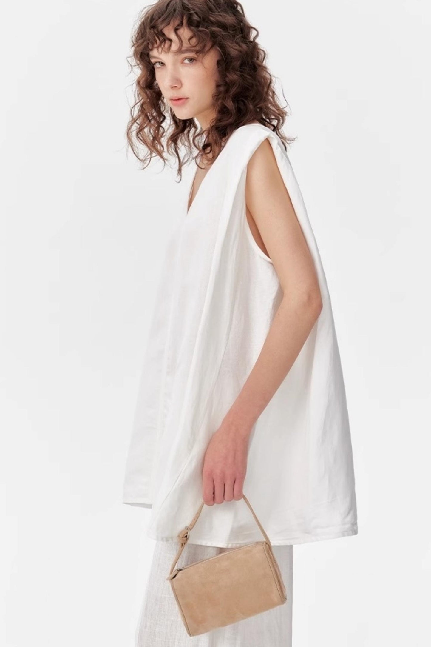 Summer V-Neck Linen Vest Set-Up