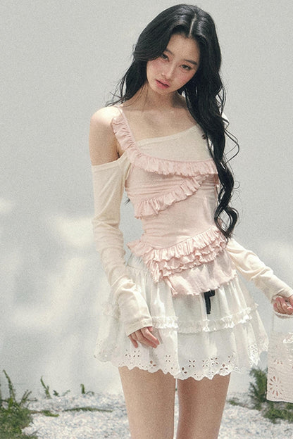 Frosty Unregelmäßiges Schulterfreies-Top