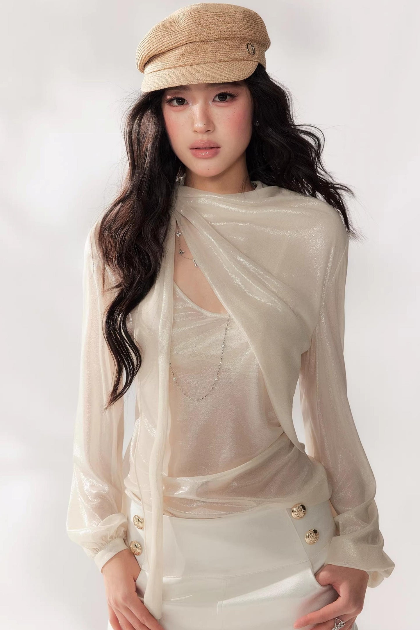 Camicetta in chiffon plissettato