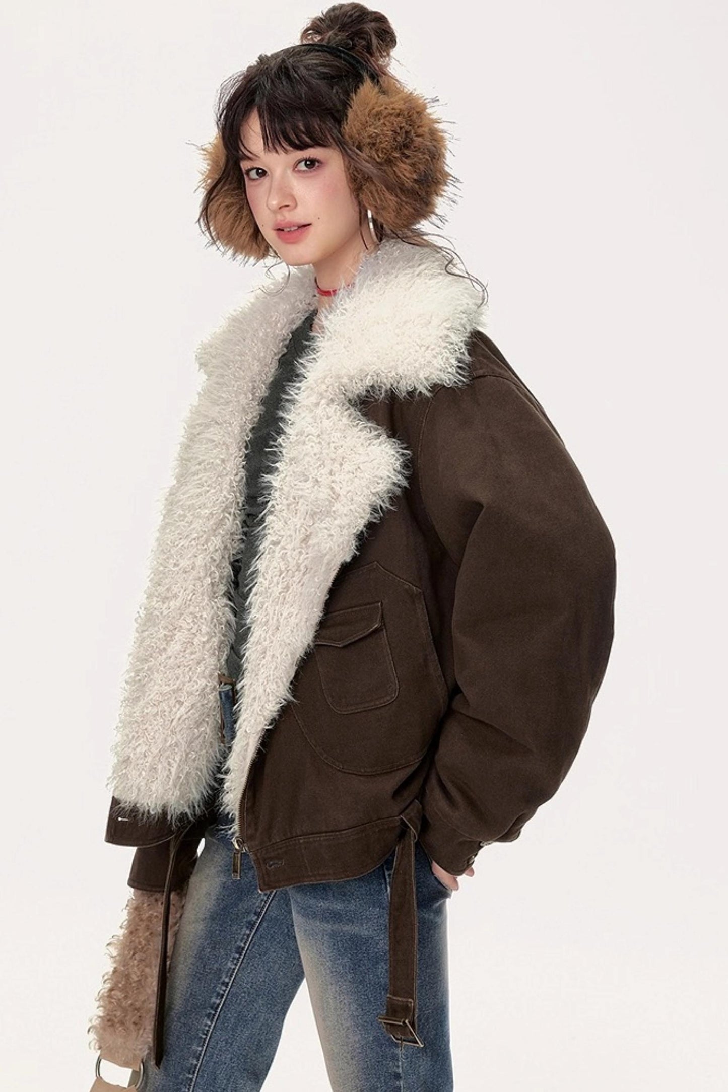 Retro Motorcycle Wind Fur Collar Jacket