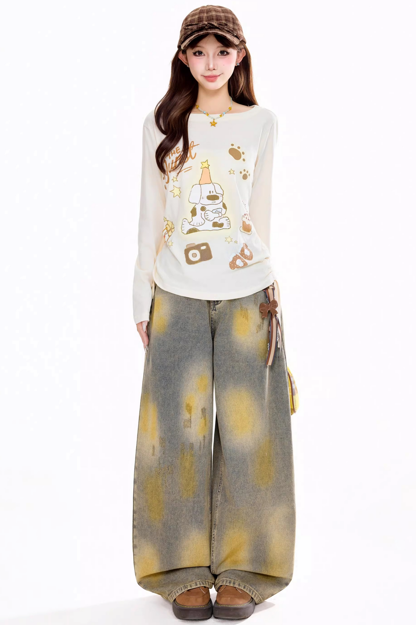 아메리칸 레트로 긴팔 탑