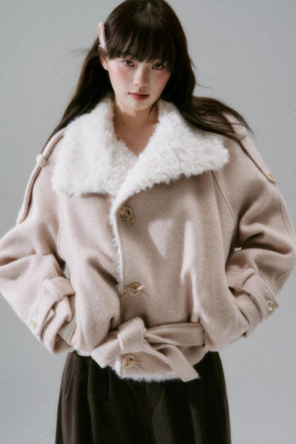 Romance Woolen Fur Collar Coat