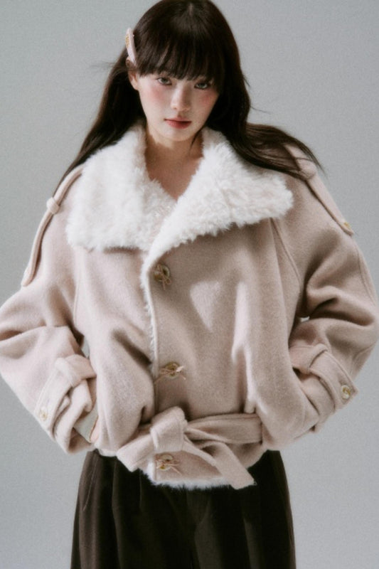 Romance Woolen Fur Collar Coat