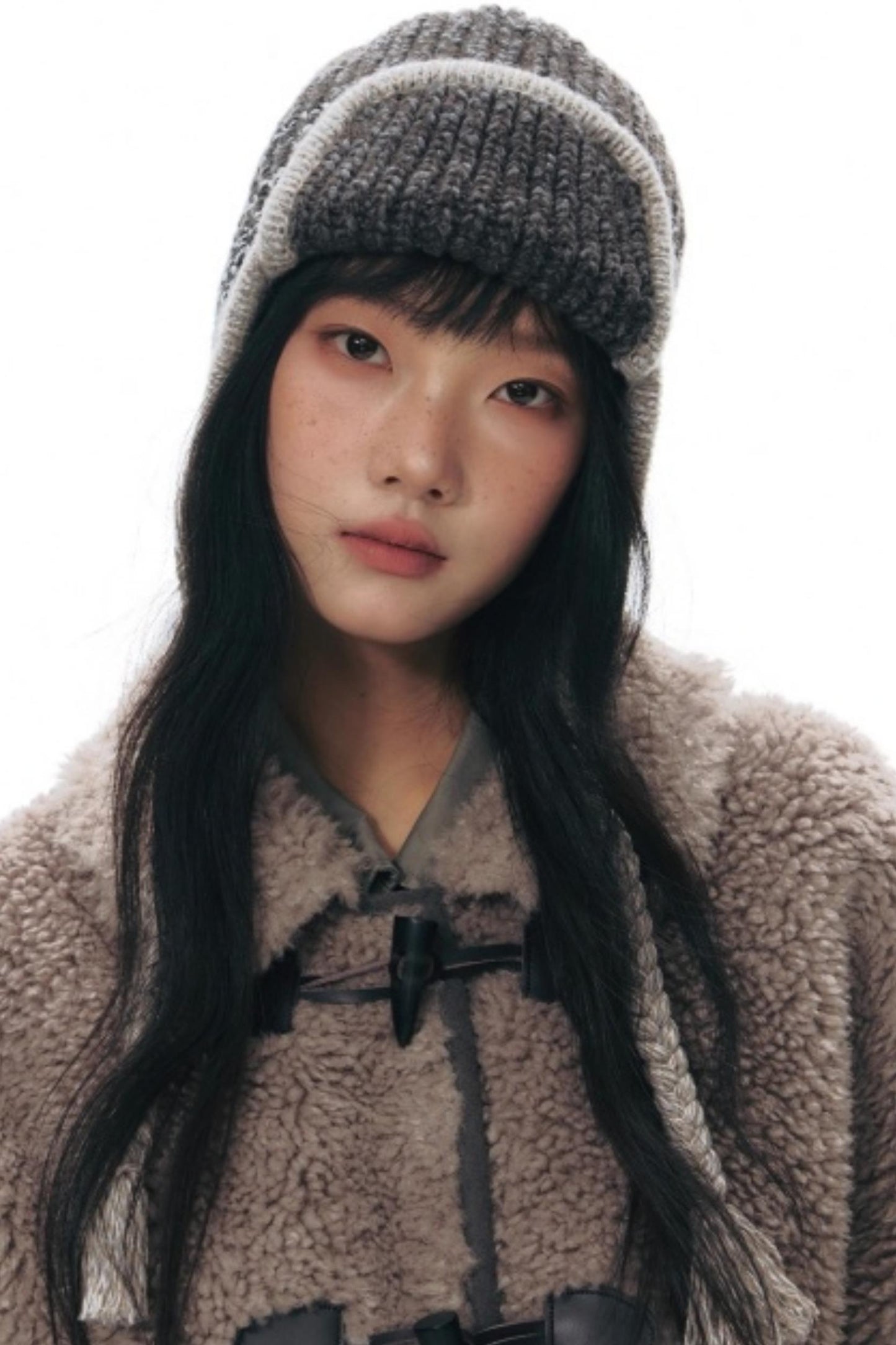 Lamb Wool Horn Button Jacket Set