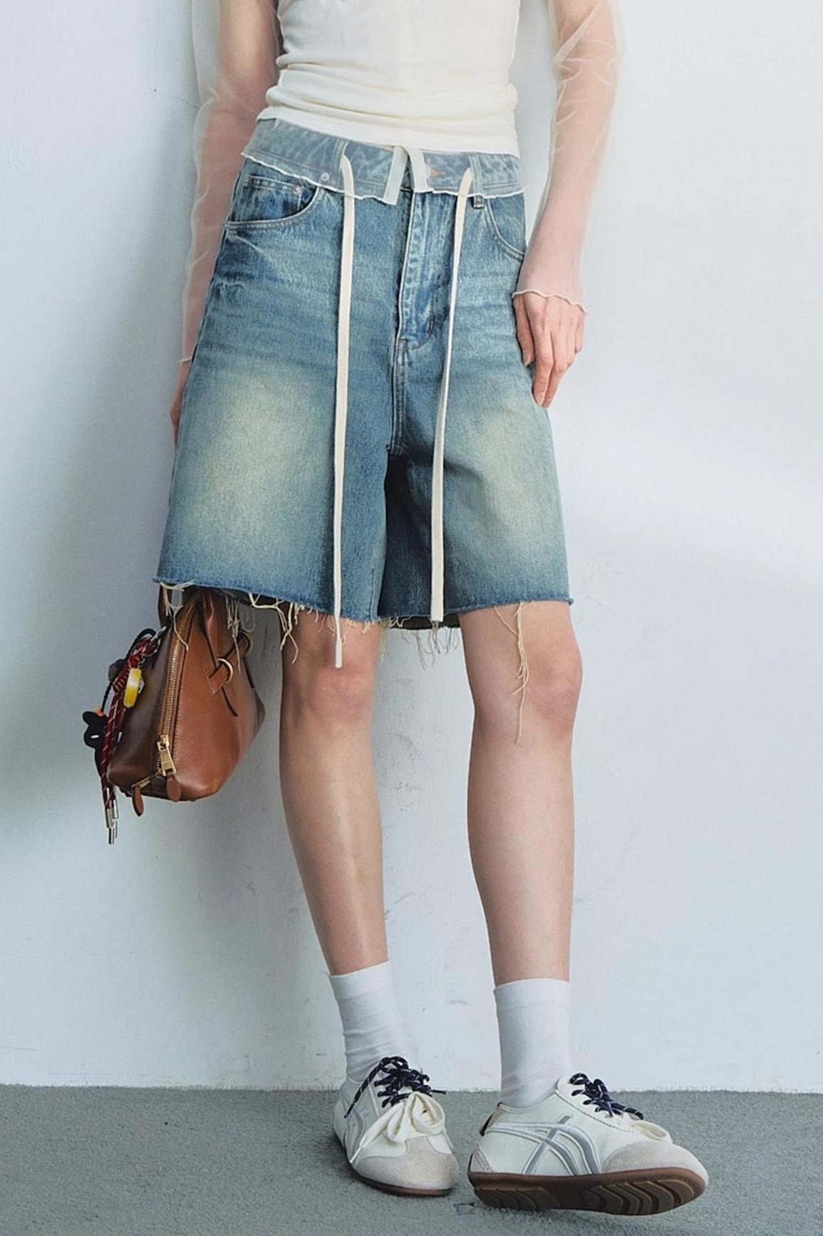 Raw Navy Denim Shorts