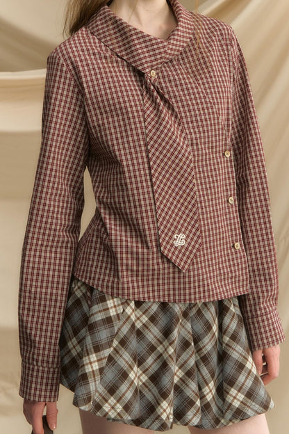 Relaxed Diagonal Plaid Shirt