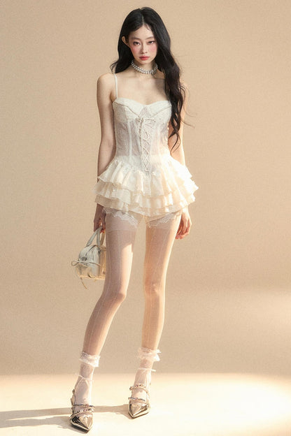 Strap Lace Mini Dress