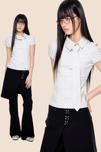 Diagonal Tie Knitted Top