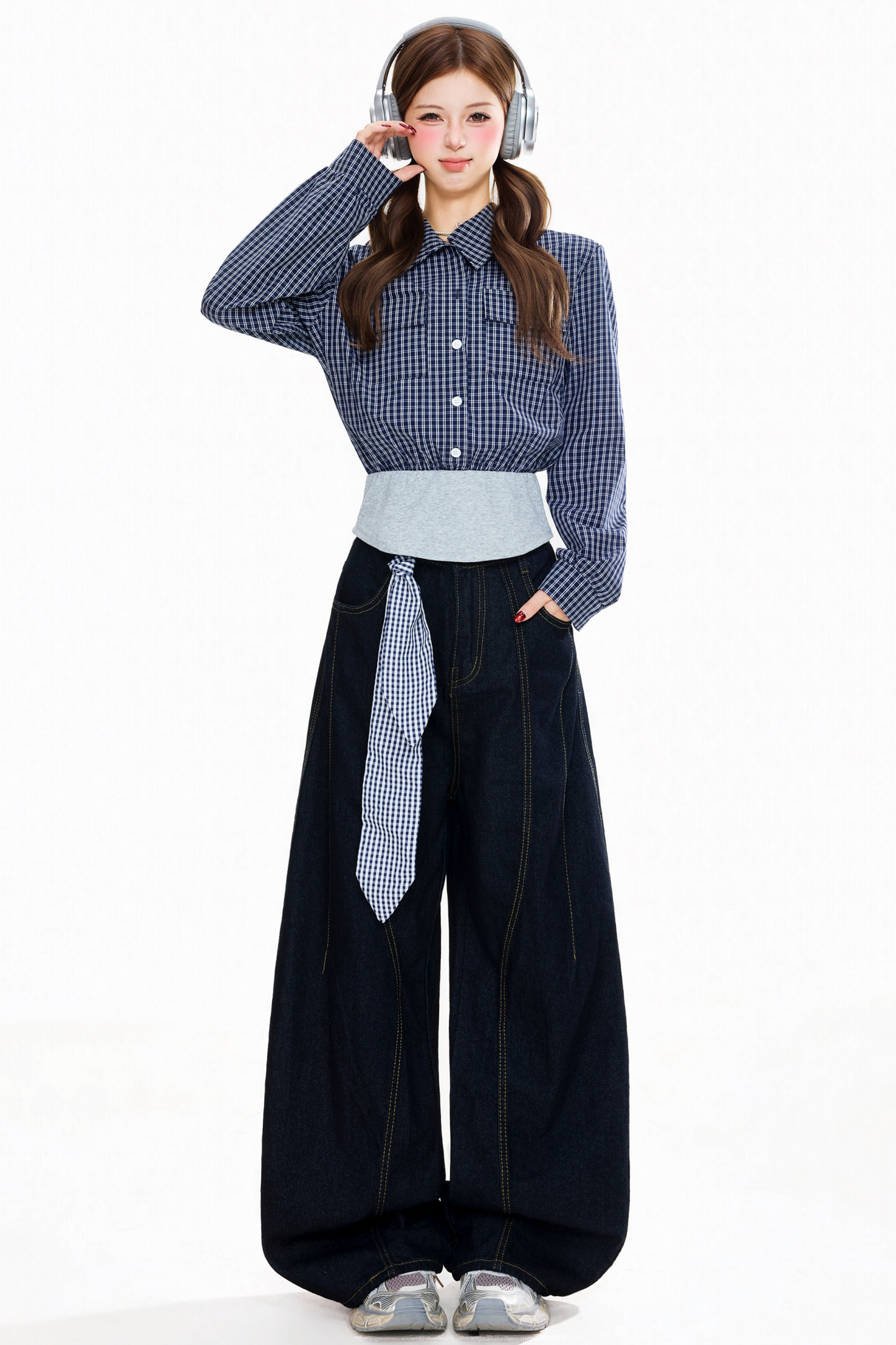 Ribbon Design Denim Pants