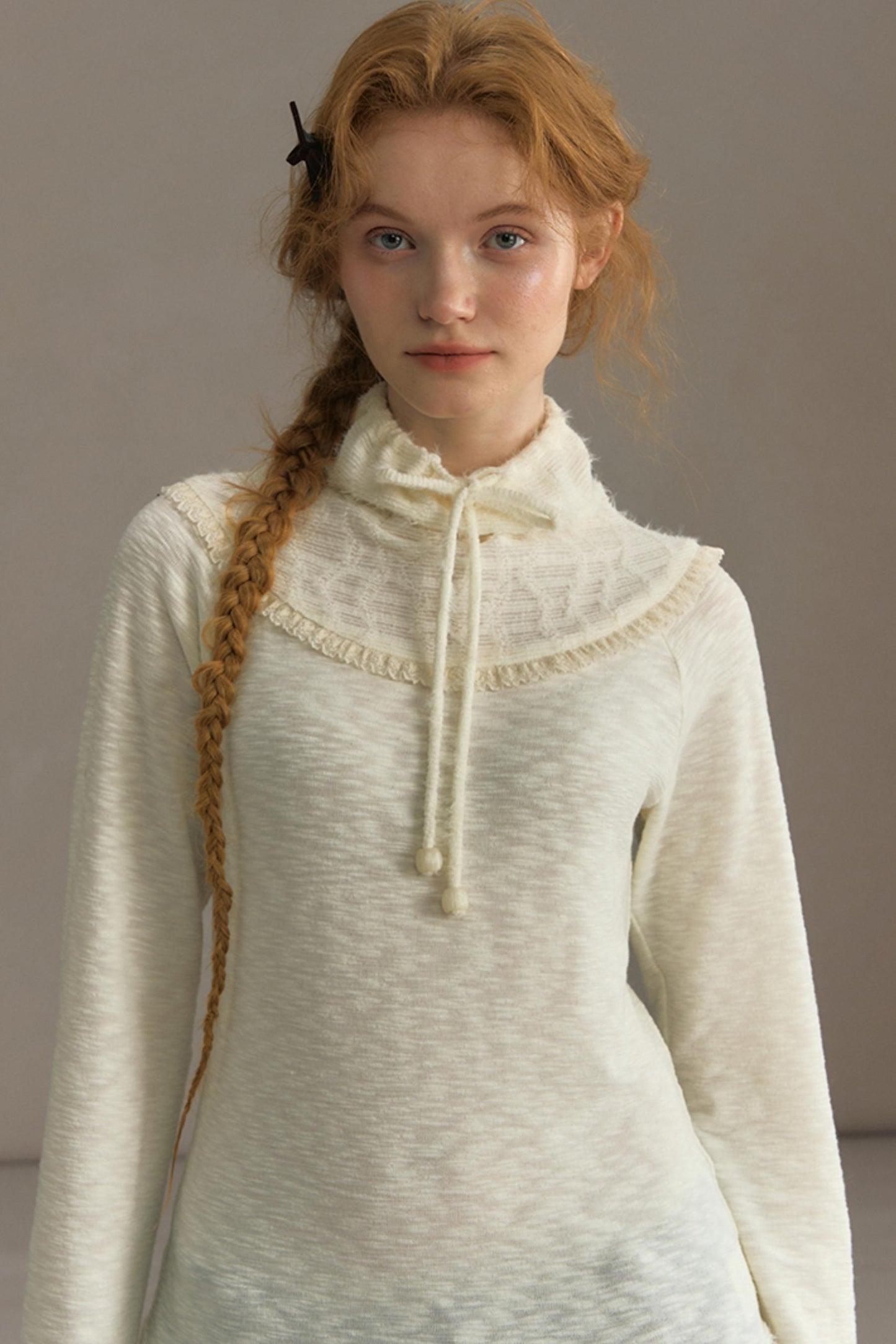 Stacked Knitted Lotus Leaf Long Top