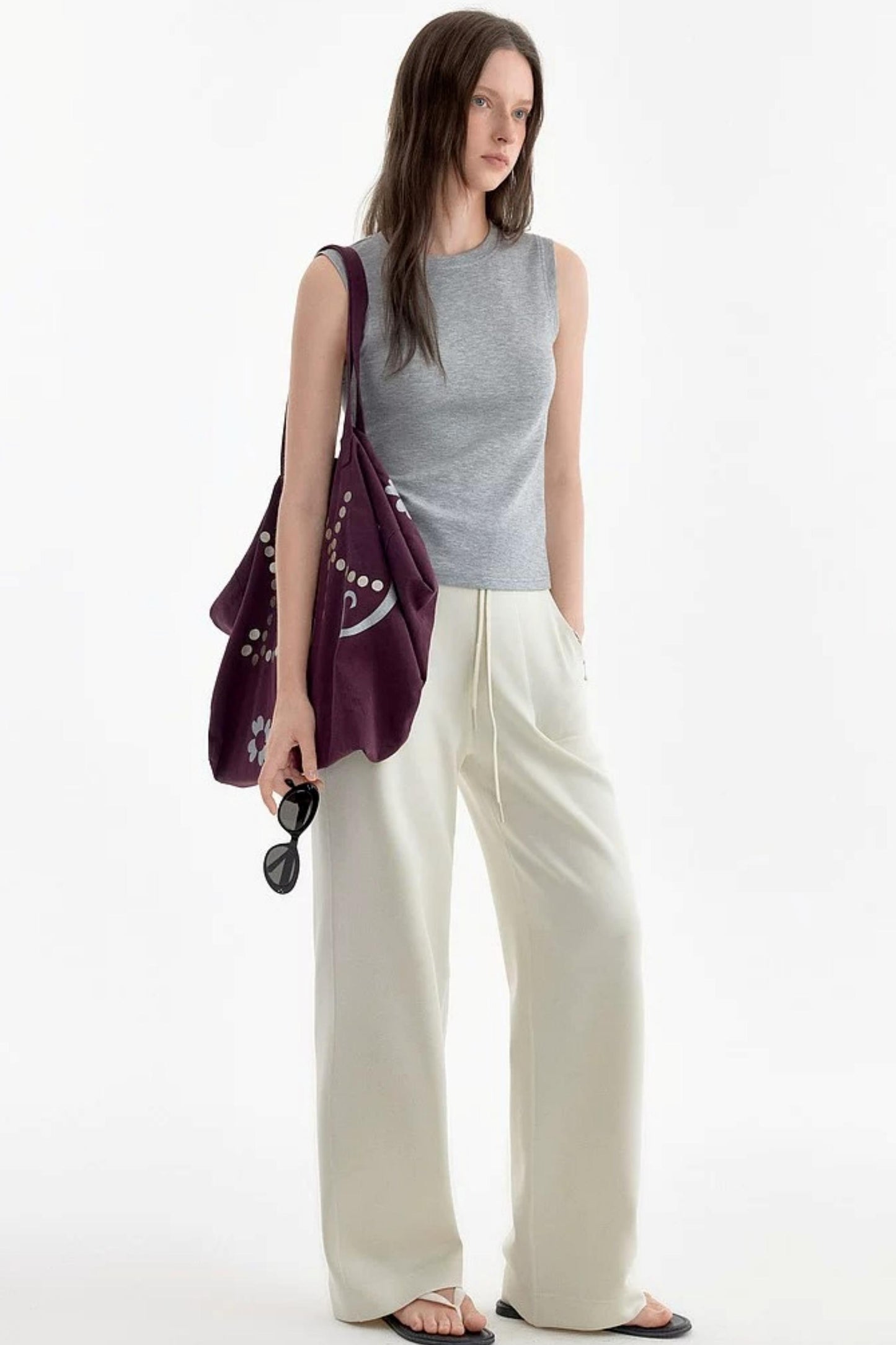 Pantalon taille haute à cordon de serrage