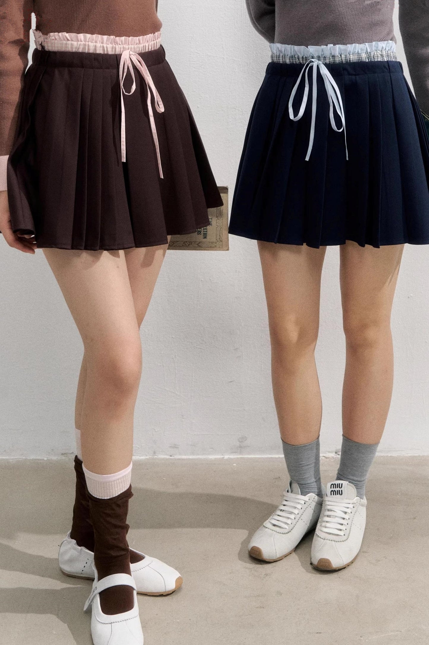 Spliced Collegiate Pleated Skirt