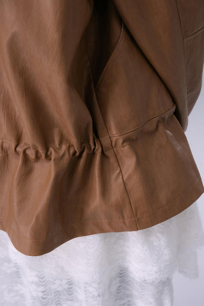 Deconstructed Dew Brown Leather Jacket