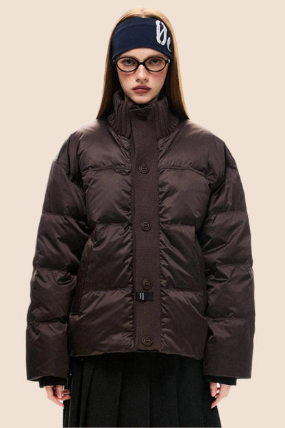 Contrast Stitching Padded Down Jacket