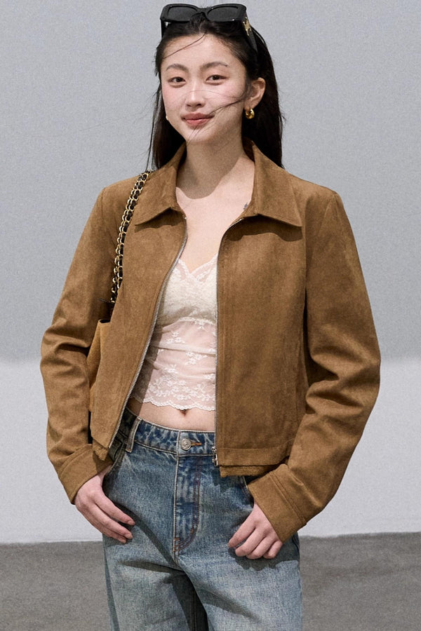 Suede Lapel Texture Short Jacket