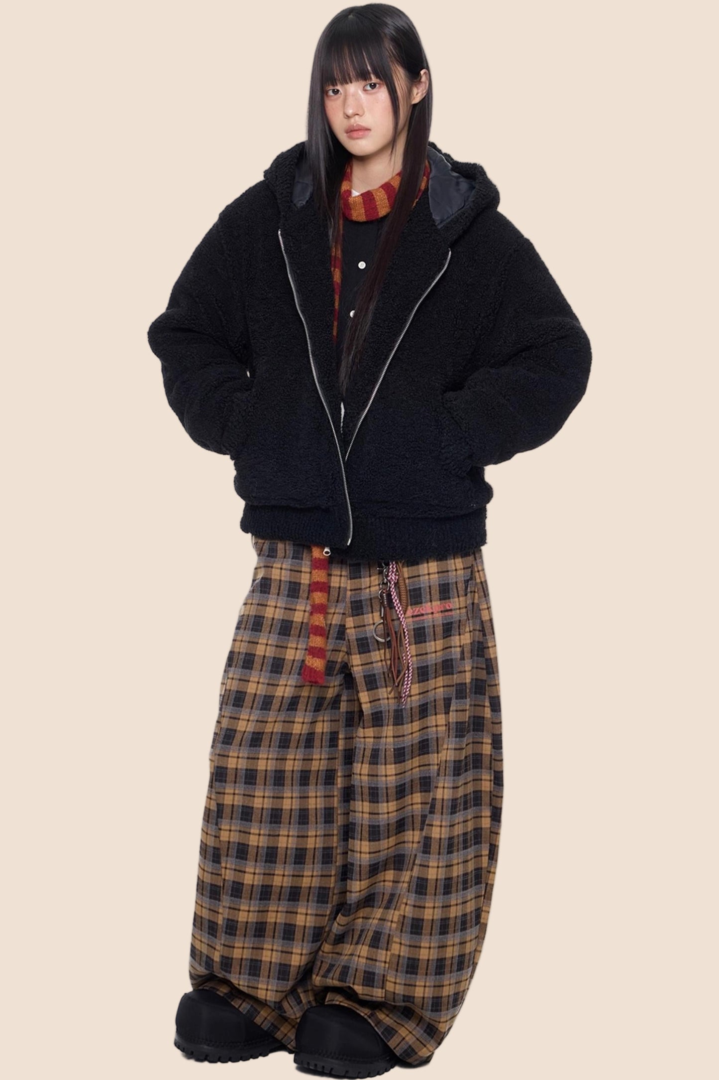 Imitation Lamb Wool Hooded Jacket