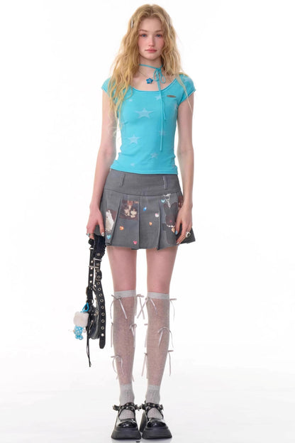 Animal Pleated Skirt