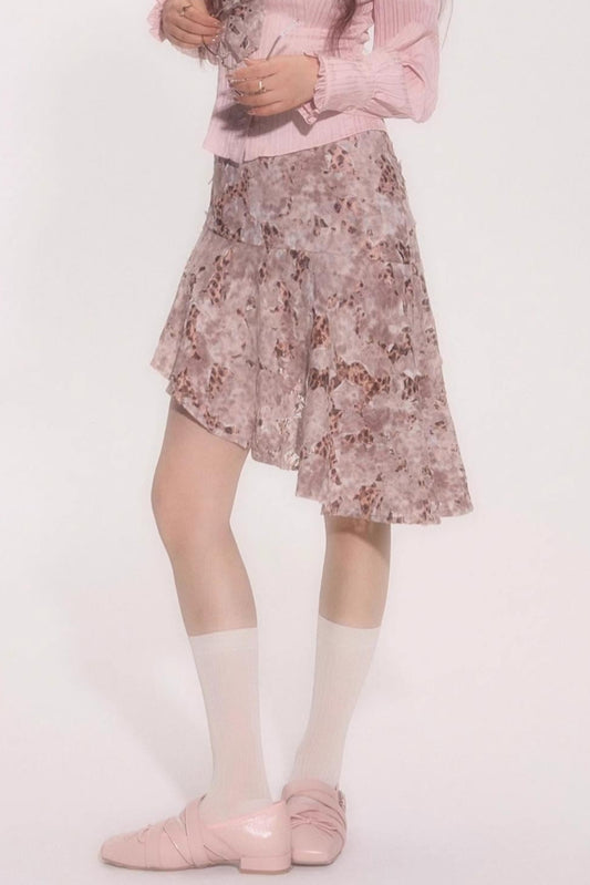 Leopard Patchwork Skirt With Tie Set-Up