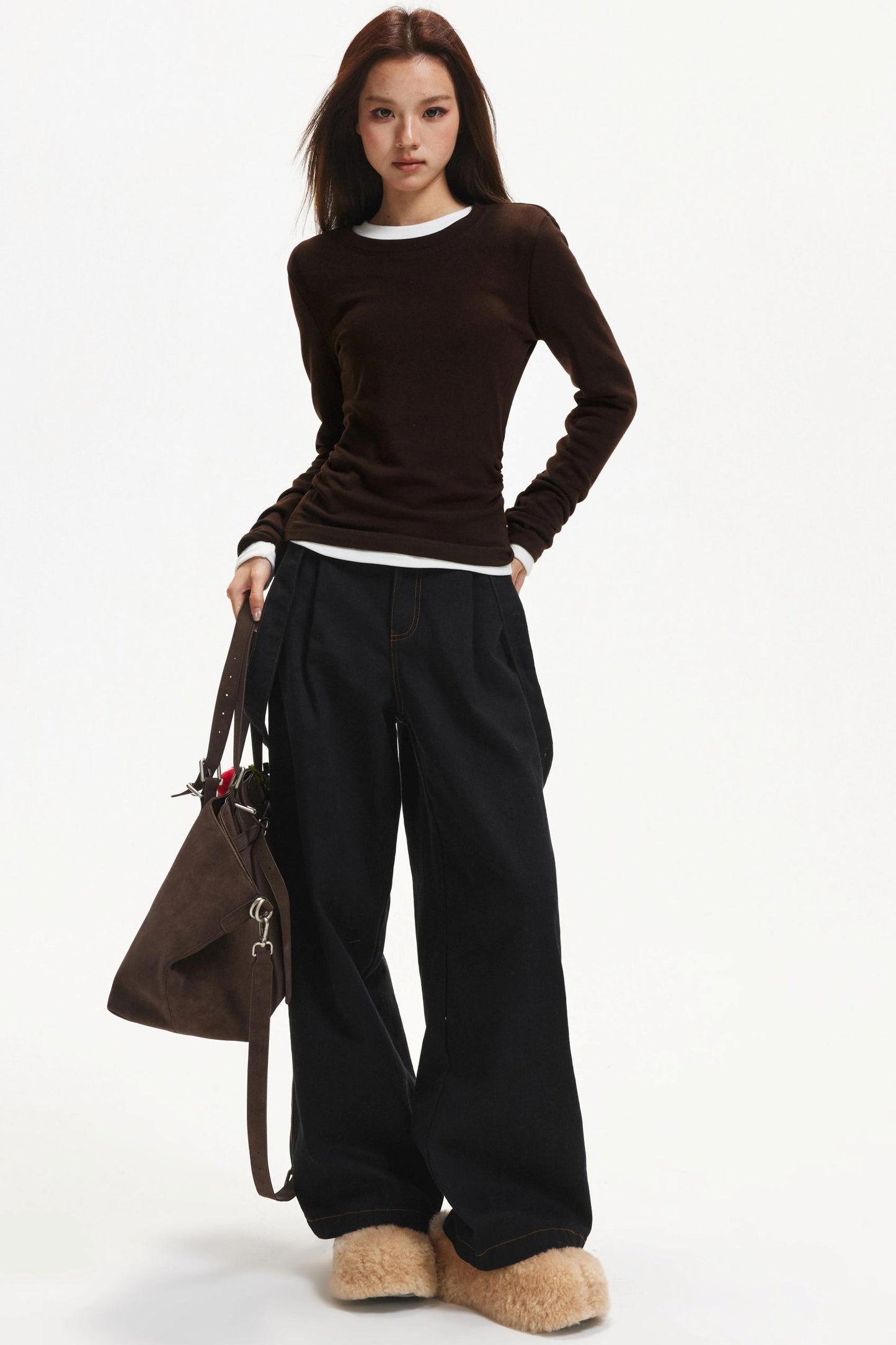 Retro Contrast Suspender Pants