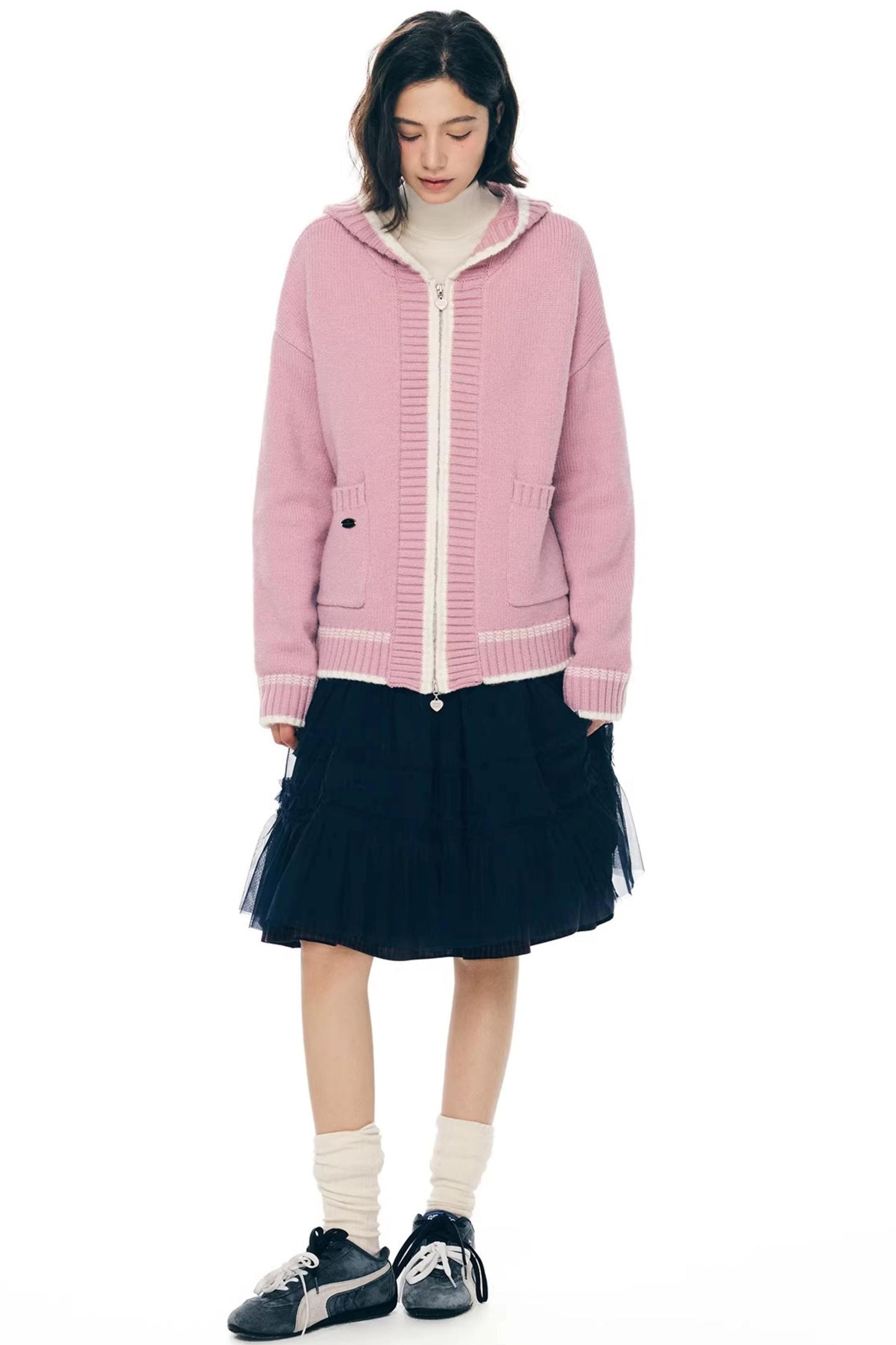 Velvet Snow Hooded Cardigan