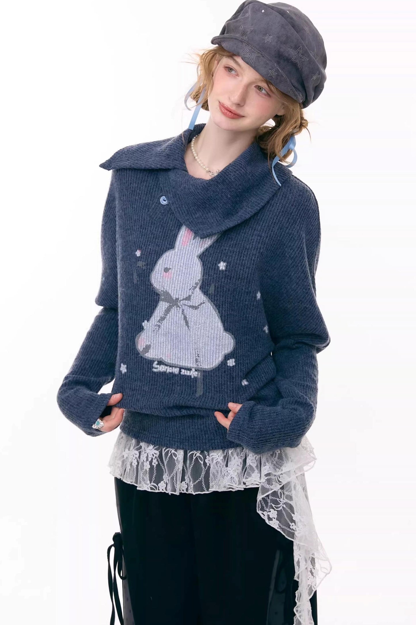 Rabbit Print Knitted Top