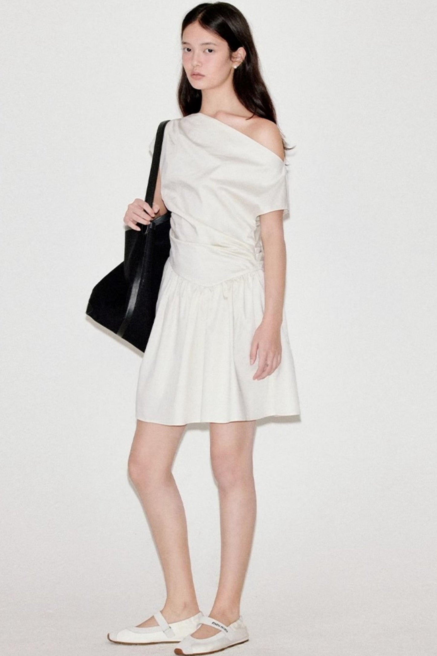 Upright Pleated Shoulder Dress