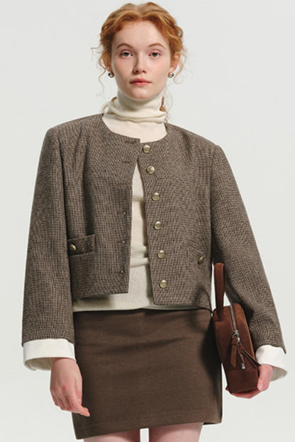 Small Fragrance Wool HoundStooth Jacket