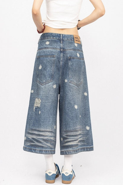 Blue Retro Wide-Legged Pants