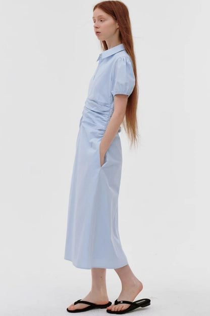 Summer Chic Pleated Bubble Sleeve Dress