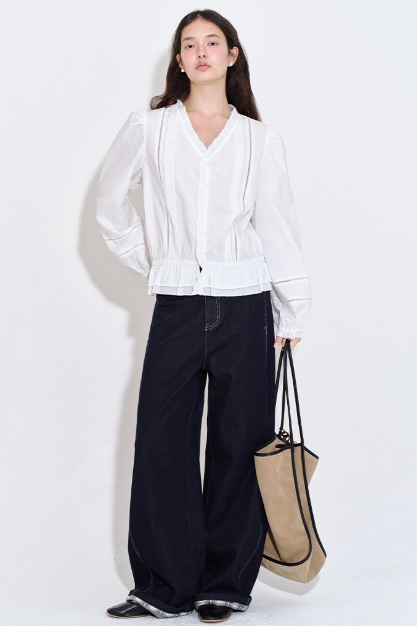 Textured Plaid Patchwork Jeans Pants